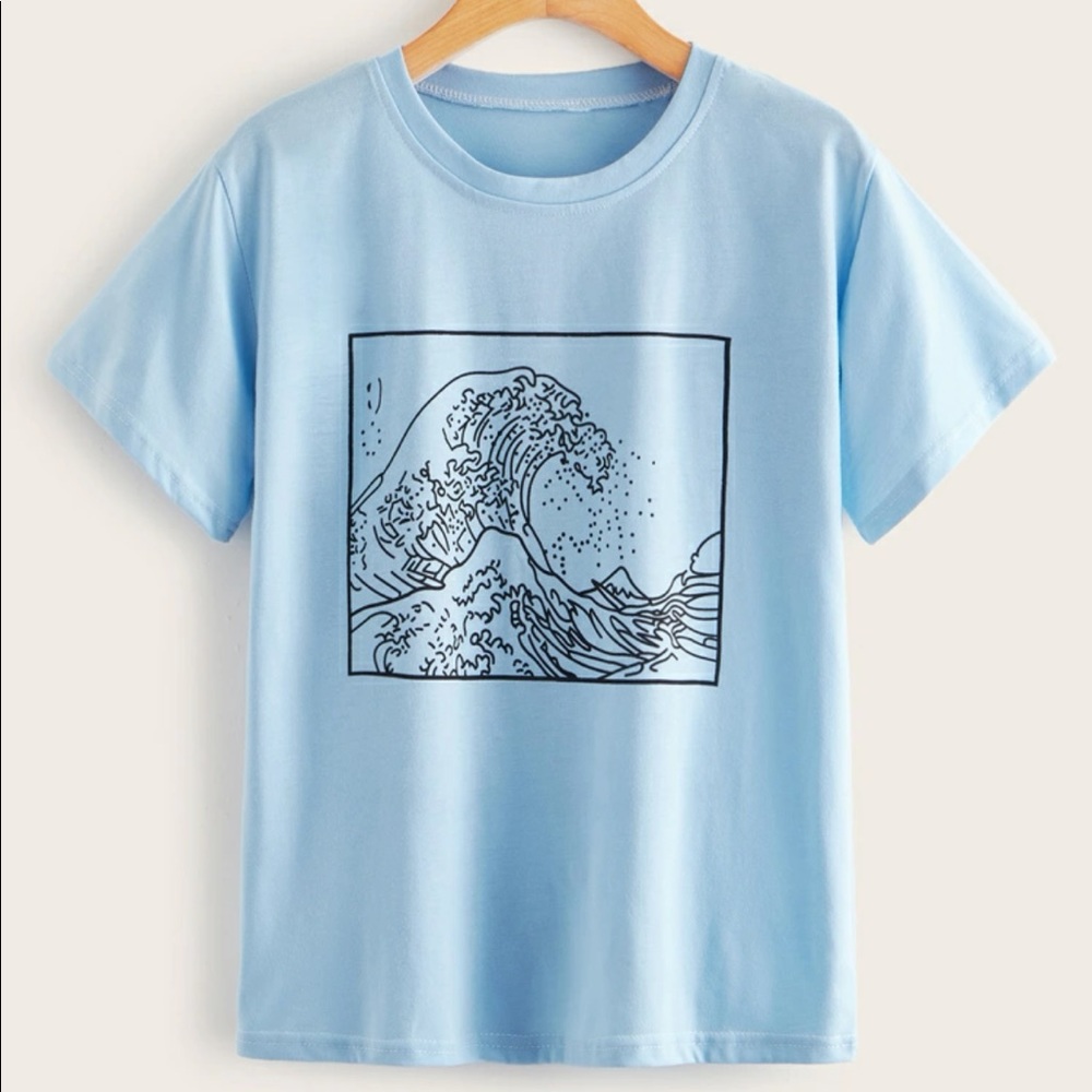 SHEIN Ocean Wave Tee